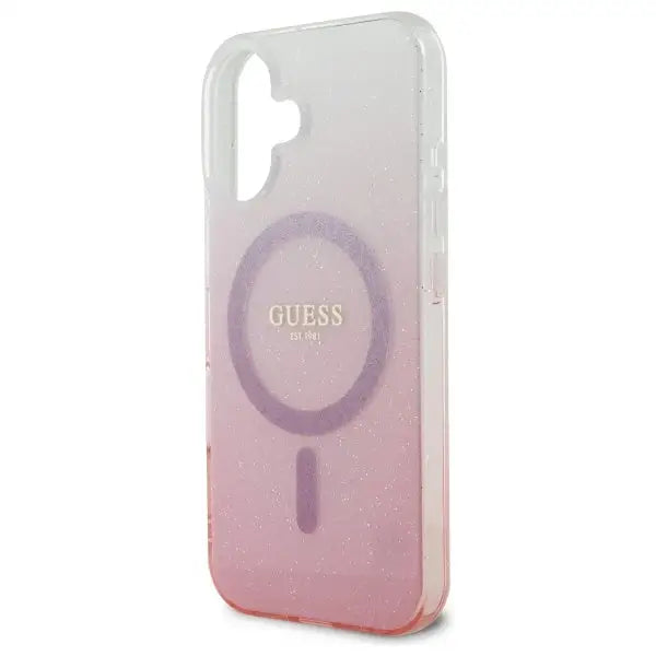 Guess IML Glitter Gradient MagSafe iPhone 16 Plus Case - Pink - Cell phone cases and covers<<<HurtelXML
