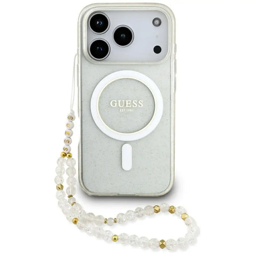 Guess IML Glitter Pearl Strap MagSafe Case for iPhone 17 Pro - Transparent - Cell phone cases and covers<<<HurtelXML