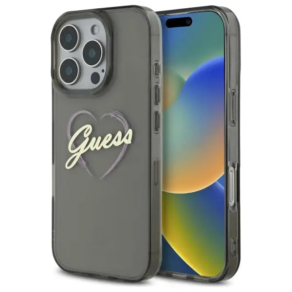 Guess IML Heart Case for iPhone 16 Pro Max - Black - Cell phone cases and covers<<<HurtelXML