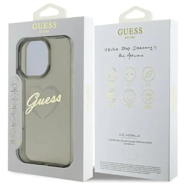 Guess IML Heart Case for iPhone 16 Pro Max - Black - Cell phone cases and covers<<<HurtelXML