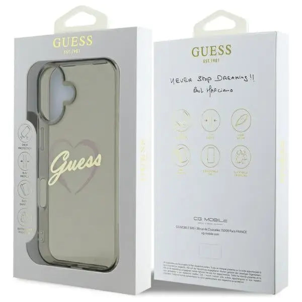 Guess IML Heart iPhone 16 Case - Black - Cell phone cases and covers<<<HurtelXML