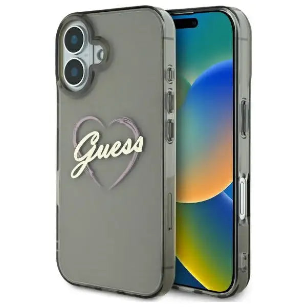 Guess IML Heart iPhone 16 Case - Black - Cell phone cases and covers<<<HurtelXML