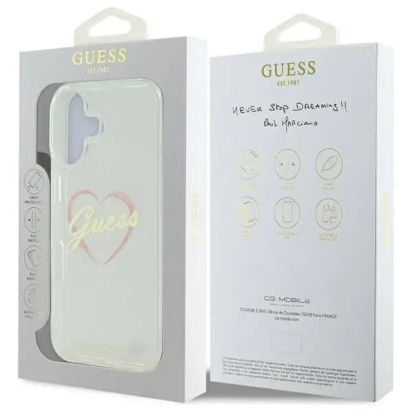 Guess IML Heart iPhone 16 Case - Transparent - Cell phone cases and covers<<<HurtelXML