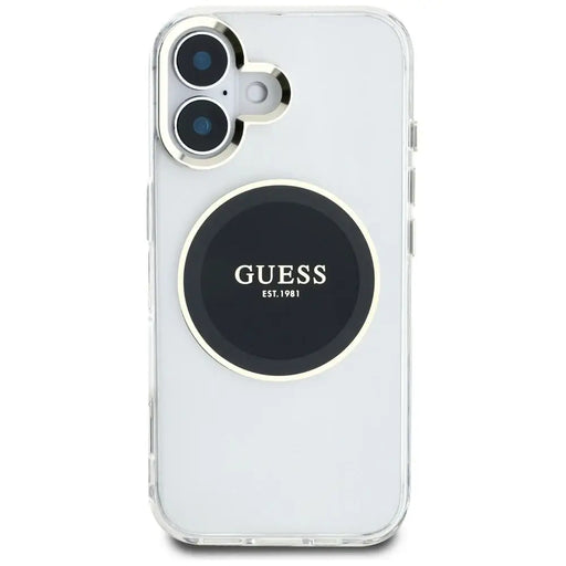 Guess IML Metal Colored Circle Classic Logo MagSafe case for iPhone 16 - black - Cell phone cases and covers<<<HurtelXML