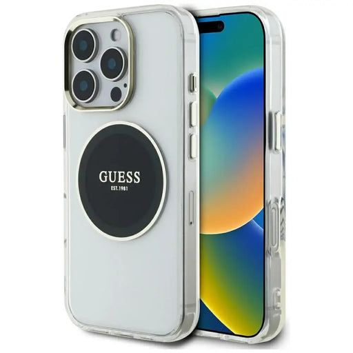 Guess IML Metal Colored Circle Classic Logo MagSafe Case for iPhone 16 Pro Max - Black - Cell phone cases