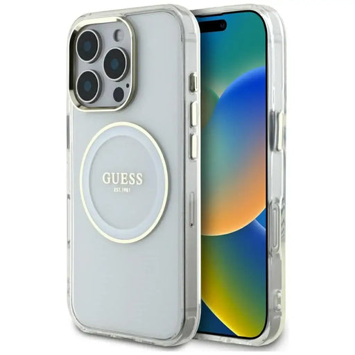 Guess IML Metal Colored Circle Classic Logo MagSafe case for iPhone 16 Pro - white - Cell phone cases