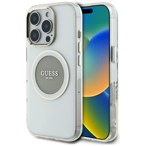 Guess IML Metal Colored Circle Classic Logo MagSafe case for iPhone 16 Pro - gray - Cell phone cases