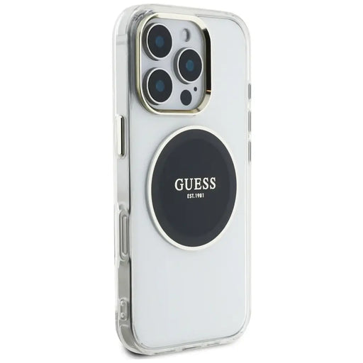 Guess IML Metal Colored Circle Classic Logo MagSafe case for iPhone 16 Pro - black - Cell phone cases