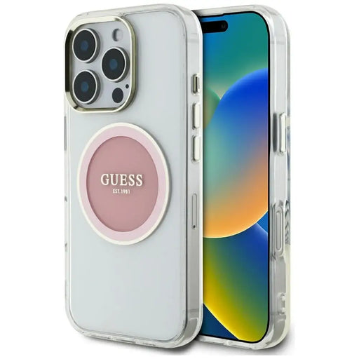 Guess IML Metal Colored Circle Classic Logo MagSafe iPhone 16 Pro Case - Pink - Cell phone cases and covers<<<HurtelXML