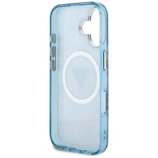 Guess IML Metal Glitter 4G Circle Triangle MagSafe Case for iPhone 16 - Blue - Cell phone cases and covers<<<HurtelXML