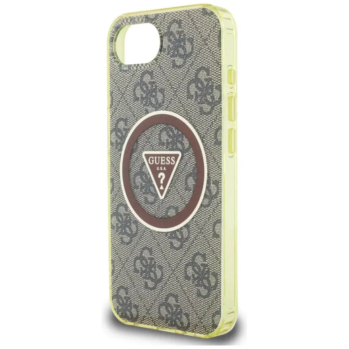 Guess IML Metal Glitter 4G Circle Triangle MagSafe case for iPhone 16e - brown - Cell phone cases and covers<<<HurtelXML