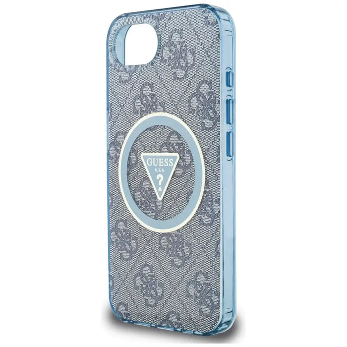 Guess IML Metal Glitter 4G Circle Triangle MagSafe Case for iPhone 16e - Blue - Cell phone cases and covers<<<HurtelXML