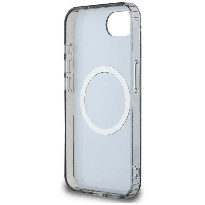 Guess IML Metal Glitter Flowers Triangle MagSafe case for iPhone 16e - black - Cell phone cases and covers<<<HurtelXML