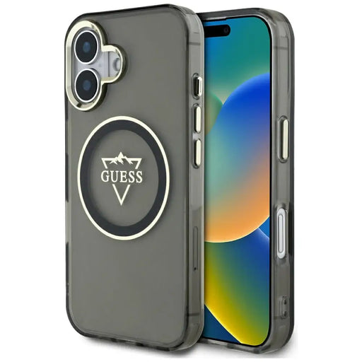 Guess IML Metal Mountain Logo MagSafe case for iPhone 16 - black - Cell phone cases and covers<<<HurtelXML
