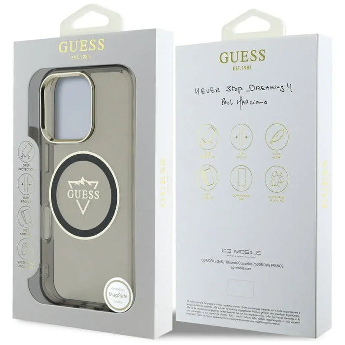 Guess IML Metal Mountain Logo MagSafe iPhone 16 Pro Case - Black - Cell phone cases and covers<<<HurtelXML