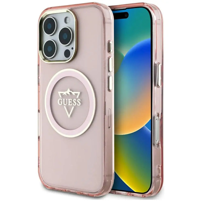 Guess IML Metal Mountain Logo MagSafe iPhone 16 Pro Case - Pink - Cell phone cases and covers<<<HurtelXML
