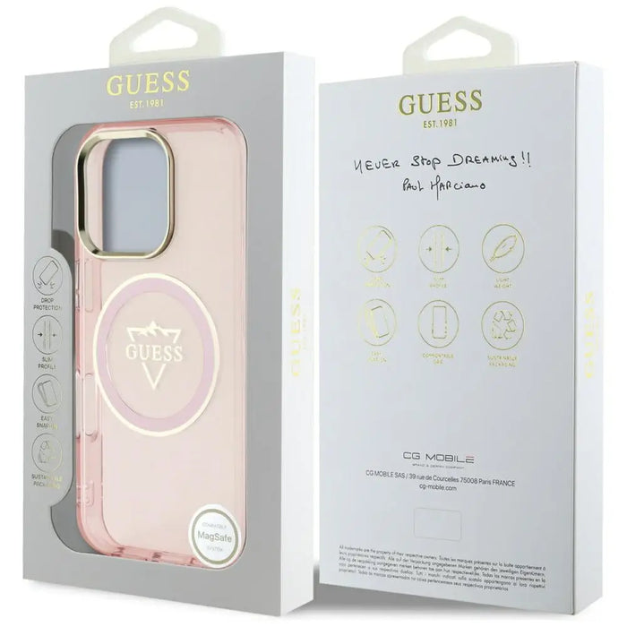 Guess IML Metal Mountain Logo MagSafe iPhone 16 Pro Case - Pink - Cell phone cases and covers<<<HurtelXML