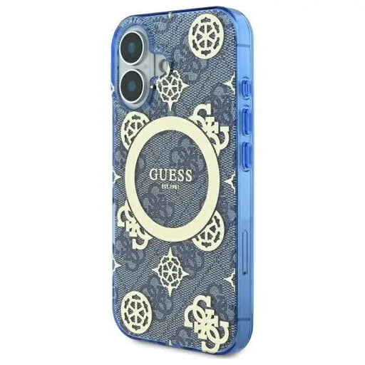 Guess IML Peony On 4G Background MagSafe case for iPhone 16 - blue - Cell phone cases and covers<<<HurtelXML