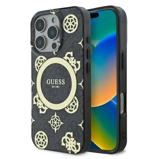 Guess IML Peony On 4G Background MagSafe case for iPhone 16 Pro - black - Cell phone cases and covers<<<HurtelXML