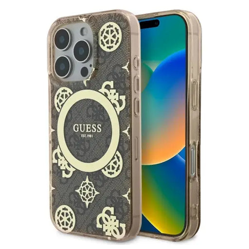 Guess IML Peony On 4G Background MagSafe Case for iPhone 16 Pro - Brown - Cell phone cases and covers<<<HurtelXML