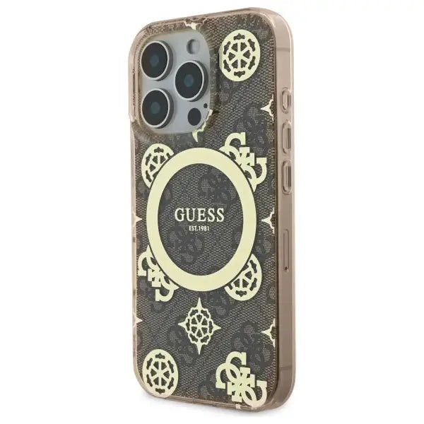 Guess IML Peony On 4G Background MagSafe Case for iPhone 16 Pro - Brown - Cell phone cases and covers<<<HurtelXML
