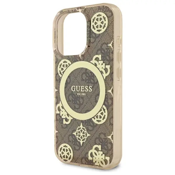 Guess IML Peony On 4G Background MagSafe Case for iPhone 16 Pro Max - Brown - Cell phone cases and covers<<<HurtelXML