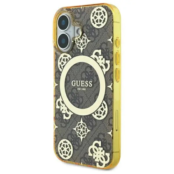 Guess IML Peony On 4G Background MagSafe iPhone 16 Case - Brown - Cell phone cases and covers<<<HurtelXML
