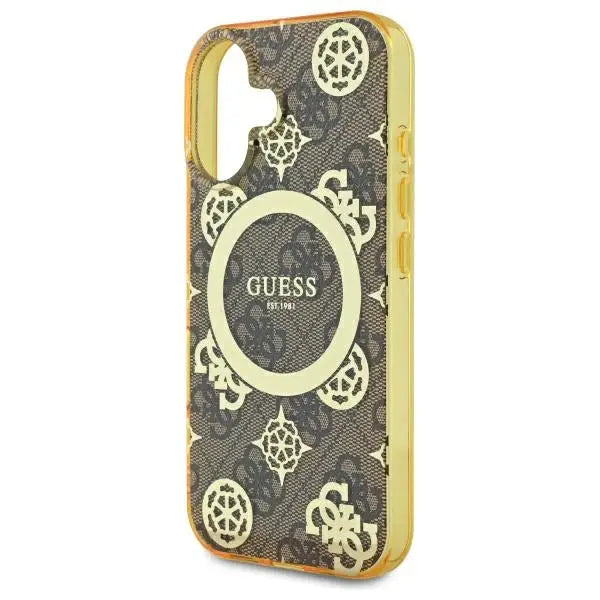 Guess IML Peony On 4G Background MagSafe iPhone 16 Case - Brown - Cell phone cases and covers<<<HurtelXML