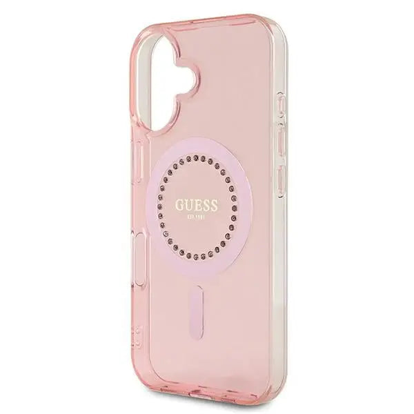 Guess IML Rhinestones MagSafe iPhone 16 Case - Pink - Cell phone cases and covers<<<HurtelXML