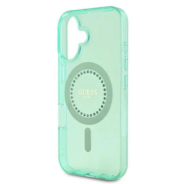 Guess IML Rhinestones MagSafe iPhone 16 Plus Case - Green - Cell phone cases and covers<<<HurtelXML