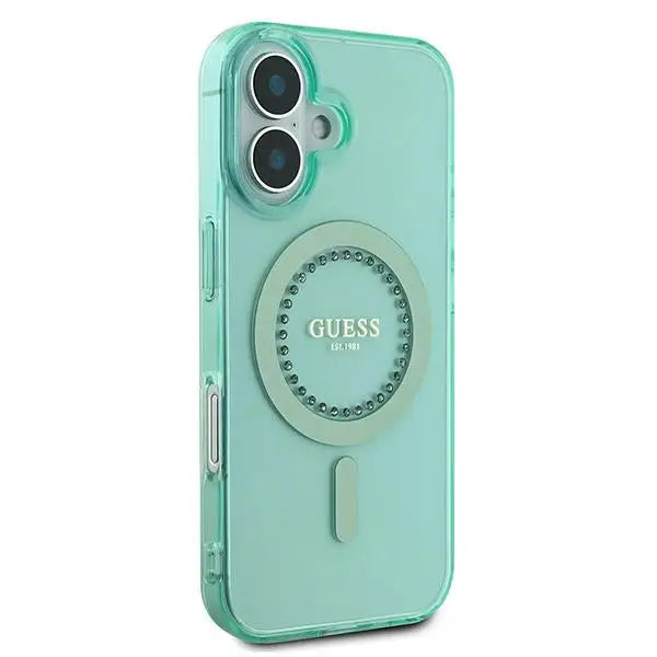 Guess IML Rhinestones MagSafe iPhone 16 Plus Case - Green - Cell phone cases and covers<<<HurtelXML
