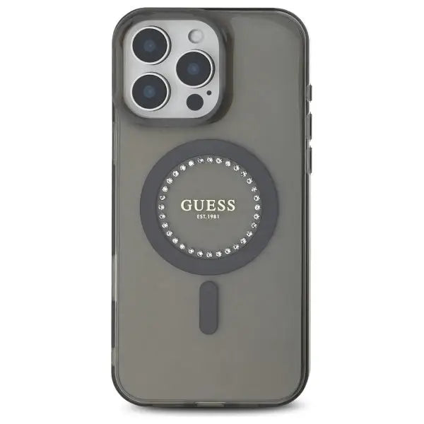 Guess IML Rhinestones MagSafe iPhone 16 Pro Case - Black - Cell phone cases and covers<<<HurtelXML