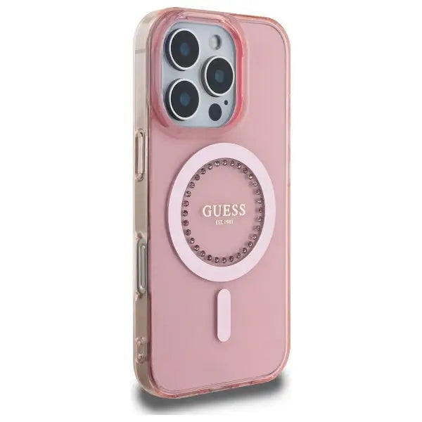 Guess IML Rhinestones MagSafe iPhone 16 Pro Case - Pink - Cell phone cases and covers<<<HurtelXML
