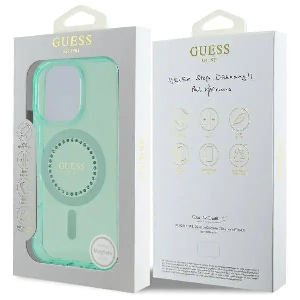 Guess IML Rhinestones MagSafe iPhone 16 Pro Max Case - Green - Cell phone cases and covers<<<HurtelXML