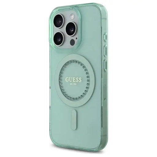 Guess IML Rhinestones MagSafe iPhone 16 Pro Max Case - Green - Cell phone cases and covers<<<HurtelXML