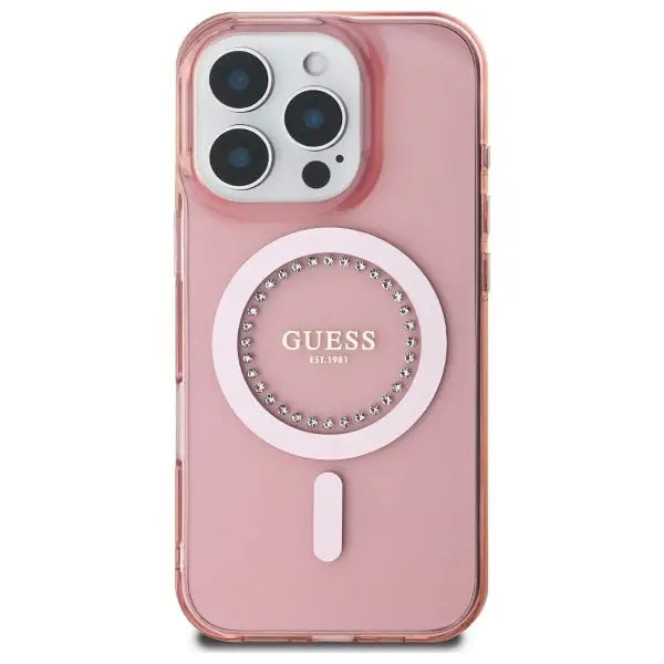 Guess IML Rhinestones MagSafe iPhone 16 Pro Max Case - Pink - Cell phone cases and covers<<<HurtelXML