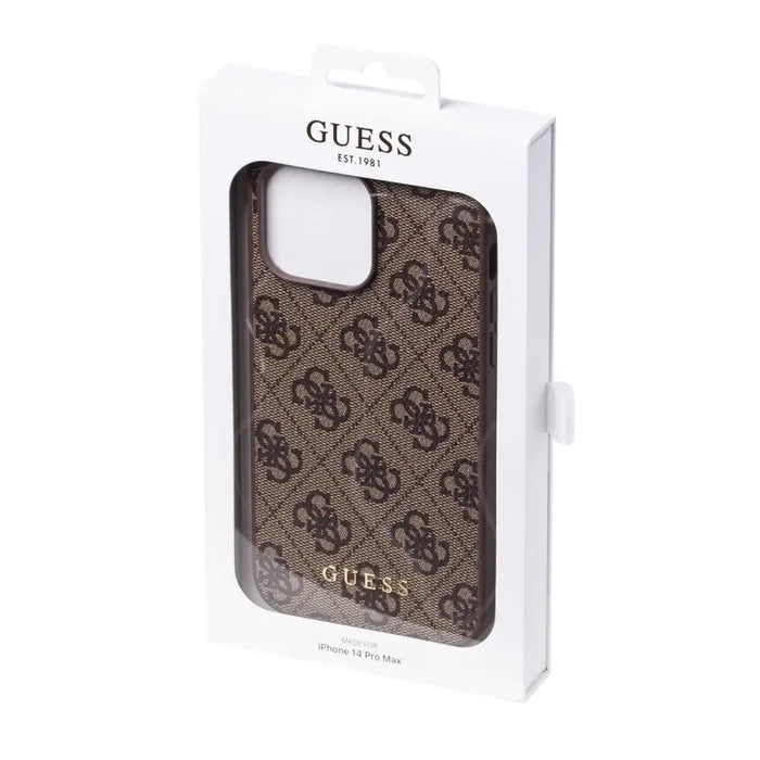 Guess iPhone 14 Pro Max 4G Metal Gold Logo Series Case - Brown - Cell phone cases and covers<<<HurtelXML