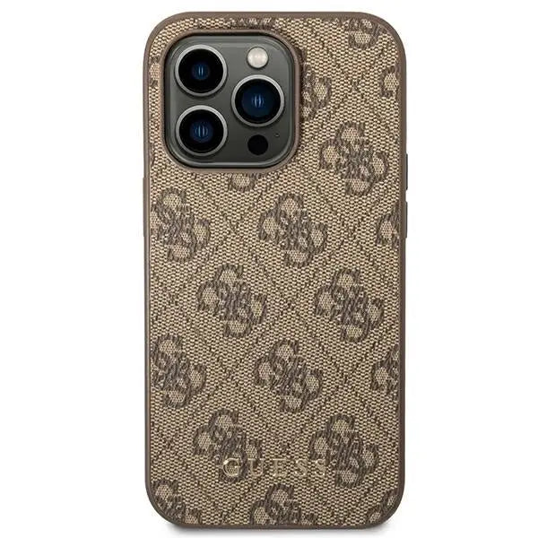 Guess iPhone 14 Pro Max 4G Metal Gold Logo Series Case - Brown - Cell phone cases and covers<<<HurtelXML