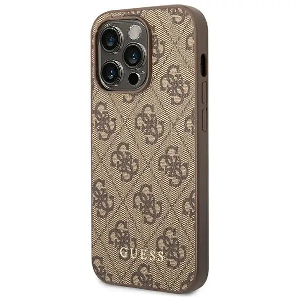 Guess iPhone 14 Pro Max 4G Metal Gold Logo Series Case - Brown - Cell phone cases and covers<<<HurtelXML