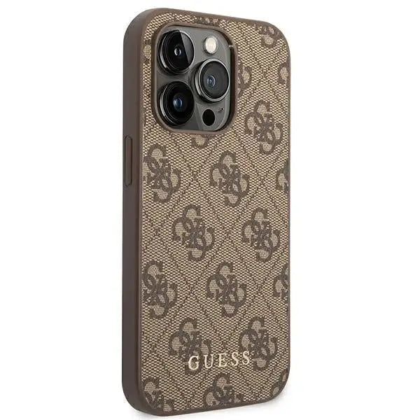 Guess iPhone 14 Pro Max 4G Metal Gold Logo Series Case - Brown - Cell phone cases and covers<<<HurtelXML