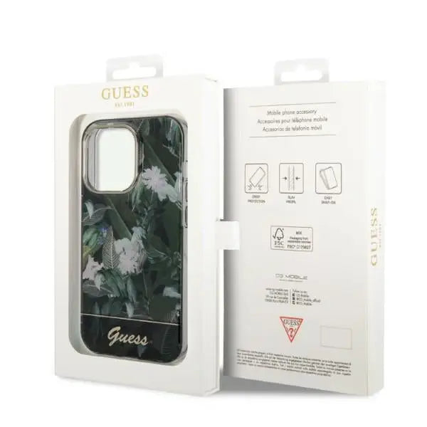 Guess Jungle Collection case for iPhone 14 Pro Max - green - Cell phone cases and covers<<<HurtelXML