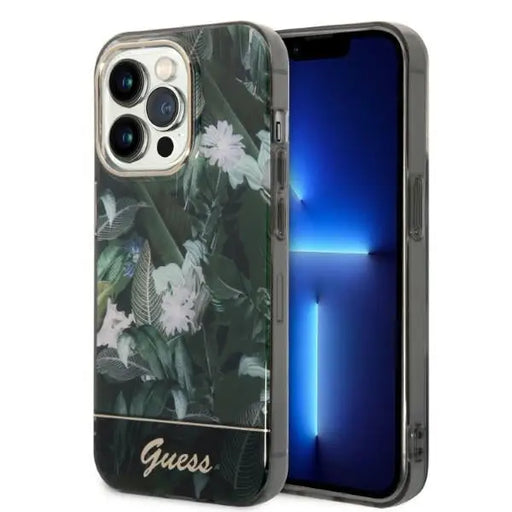 Guess Jungle Collection case for iPhone 14 Pro Max - green - Cell phone cases and covers<<<HurtelXML
