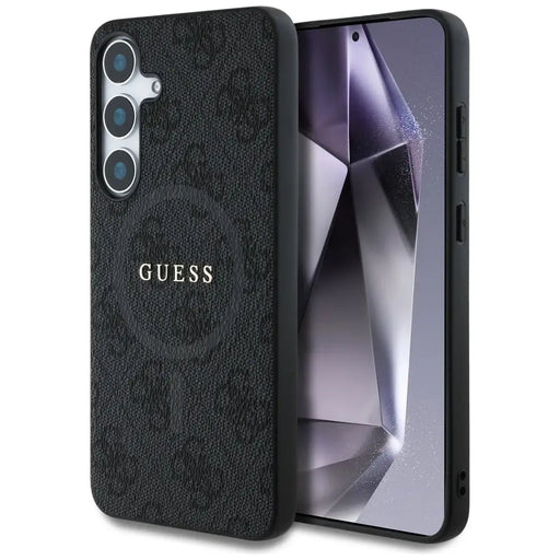 Guess Leather 4G Colored Ring Classic Logo MagSafe Case Samsung Galaxy S25 Plus black - Cell phone cases