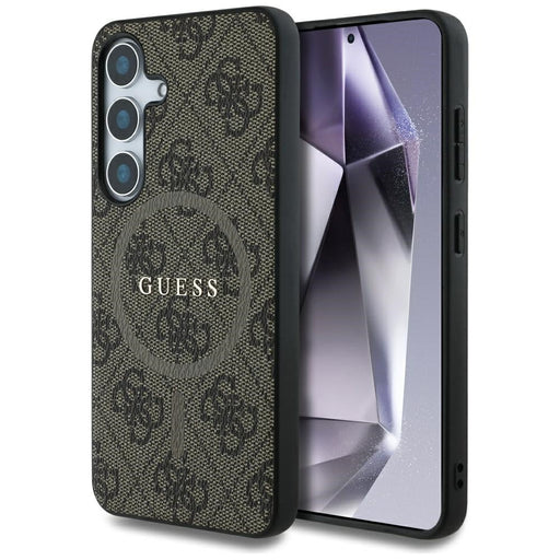 Guess Leather 4G Colored Ring Classic Logo MagSafe Samsung Galaxy S25 Plus case brown - Cell phone cases