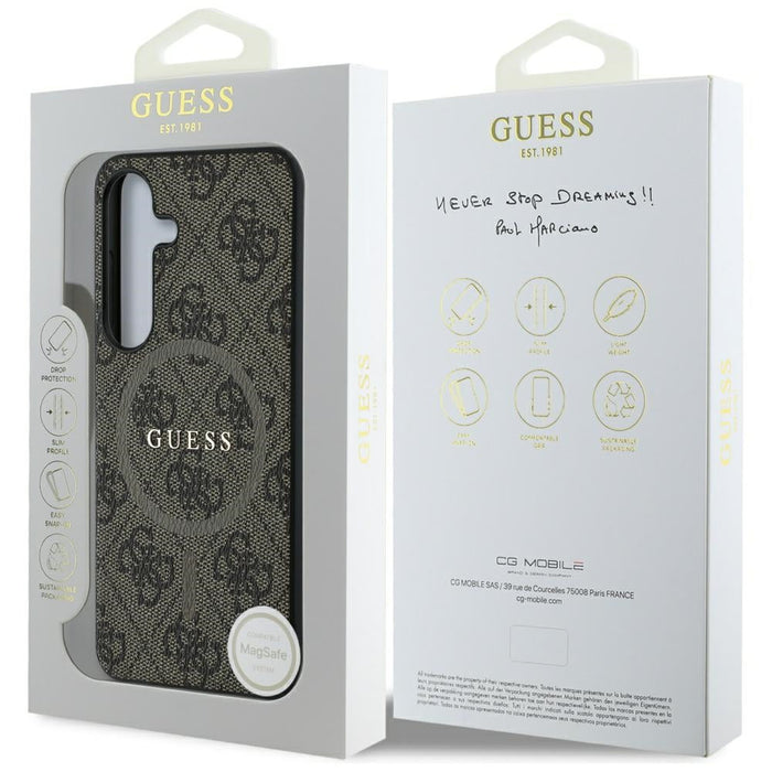 Guess Leather 4G Colored Ring Classic Logo MagSafe Samsung Galaxy S25 Plus case brown - Cell phone cases