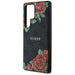 Guess Leather 4G Flowers Print Metal Classic Logo MagSafe Case for Samsung Galaxy S25 Ultra - Black - Cell phone cases