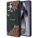 Guess Leather 4G Flowers Print Metal Classic Logo MagSafe Case for Samsung Galaxy S25 Ultra - Black - Cell phone cases