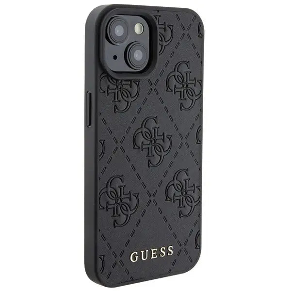 Guess Leather 4G Stamped case for iPhone 15 - black - Cell phone cases and covers<<<HurtelXML