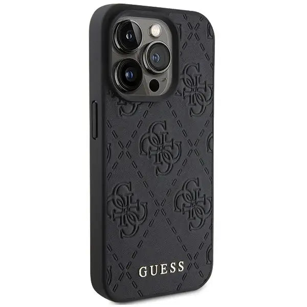 Guess Leather 4G Stamped case for iPhone 15 Pro - black - Cell phone cases and covers<<<HurtelXML
