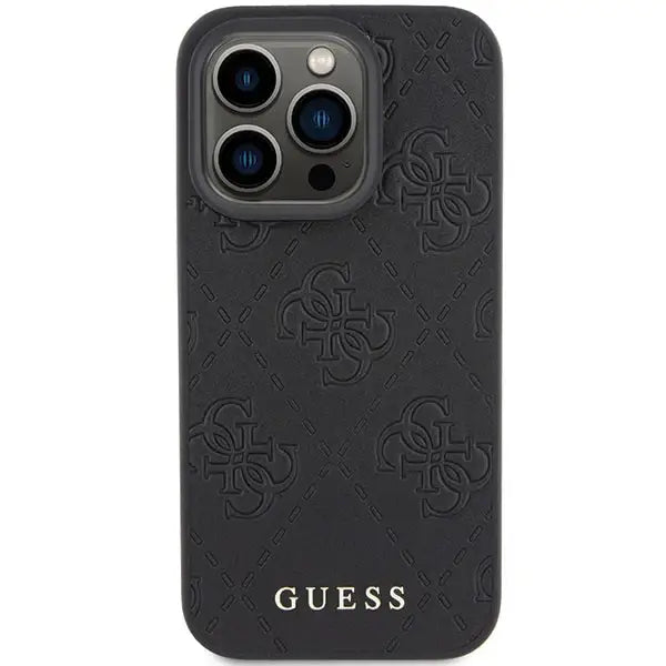 Guess Leather 4G Stamped case for iPhone 15 Pro - black - Cell phone cases and covers<<<HurtelXML